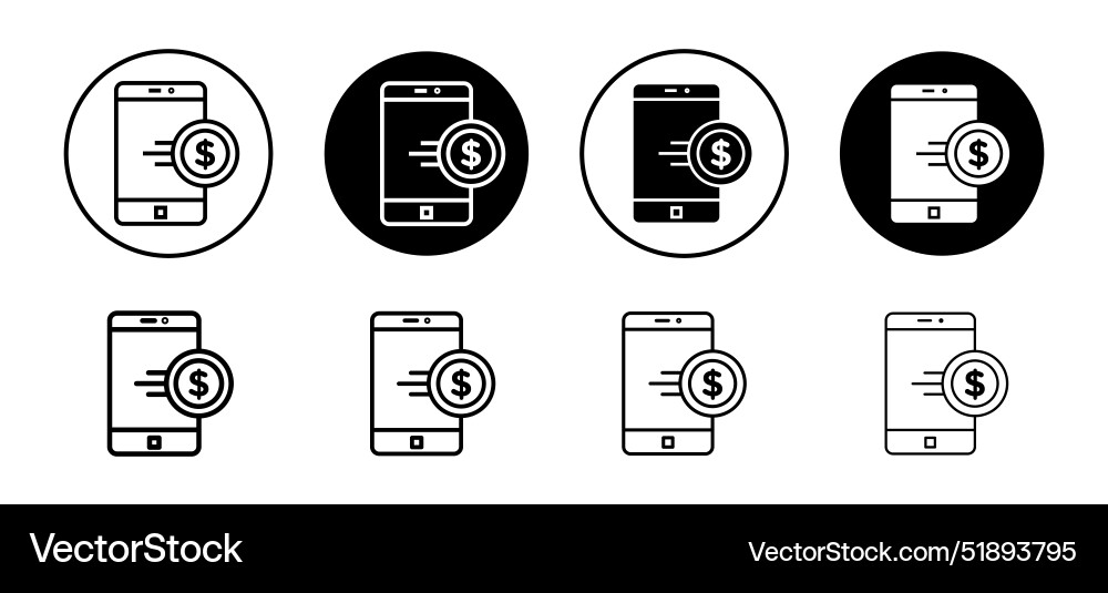 Send money icon set collection outline Royalty Free Vector