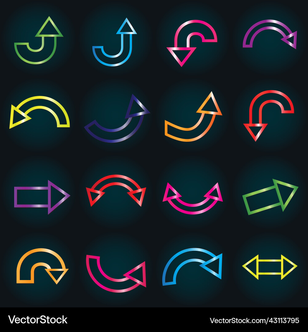 Shining color arrow design set Vector Image
