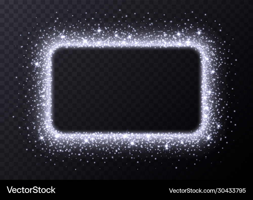 Silver rectangle frame with sparkles and flares Silver rectangle frame with sparkles and flares vector image