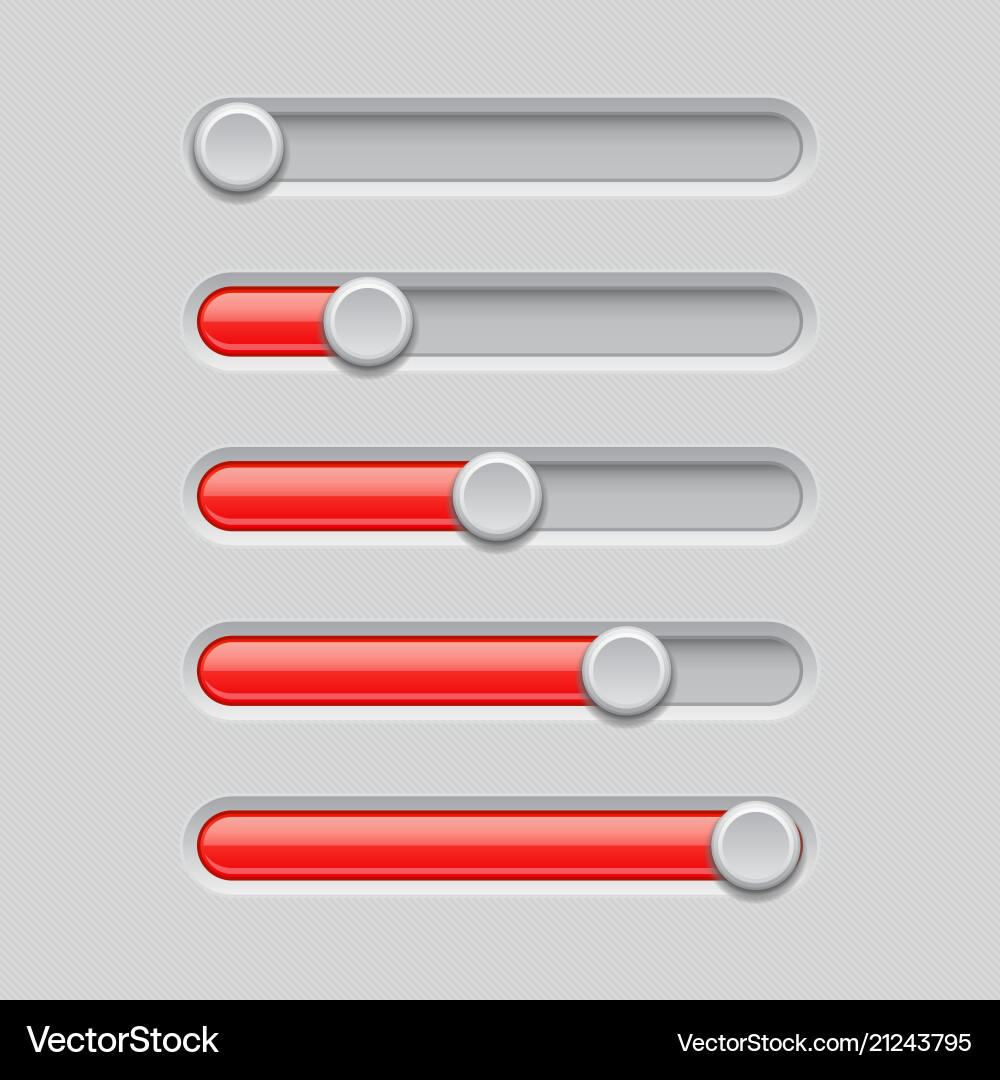 Slider bars gray red volume level console vector image