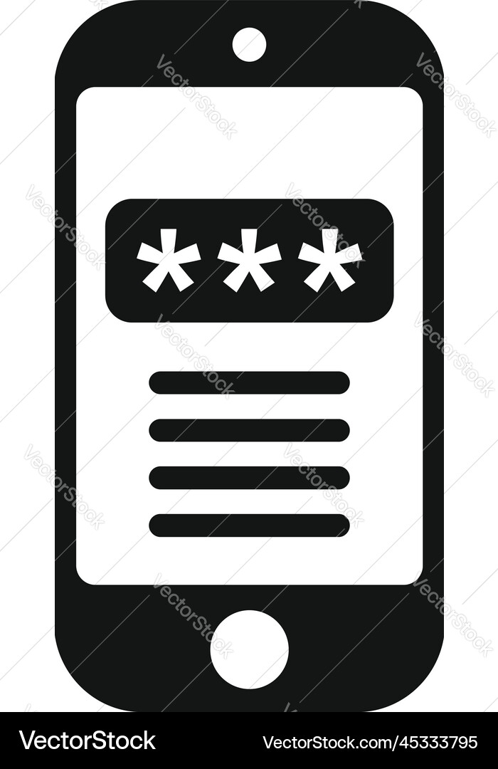 Smartphone code icon simple lock security Smartphone code icon simple lock security Vector Image
