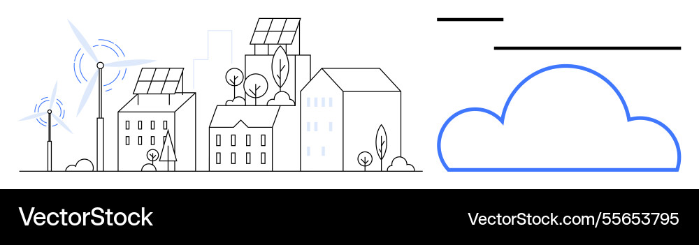 Sustainable smart city with renewable energy Sustainable smart city with renewable energy Vector Image