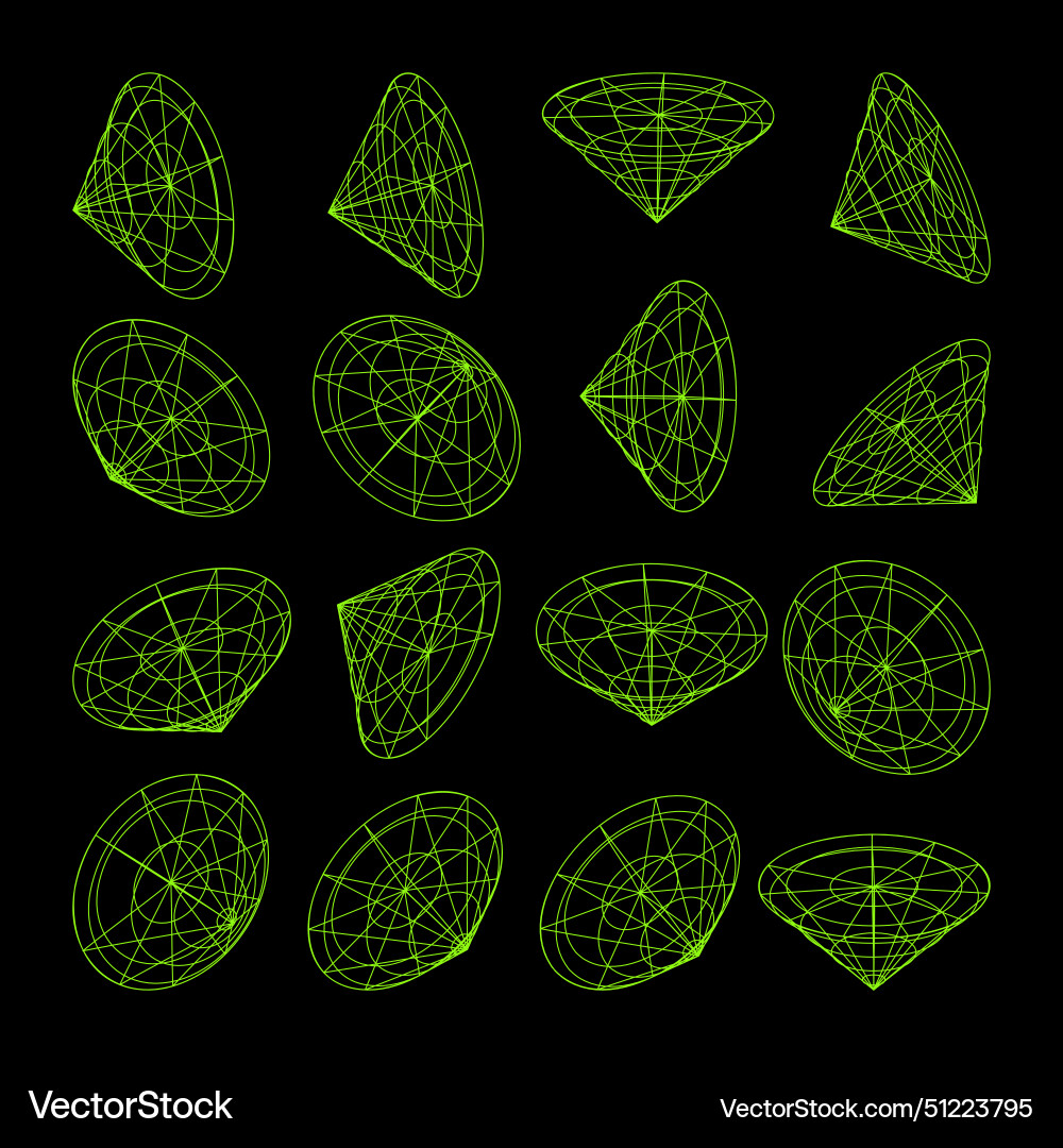 Wireframe lined shapes perspective mesh 3d grid Wireframe lined shapes perspective mesh 3d grid Vector Image