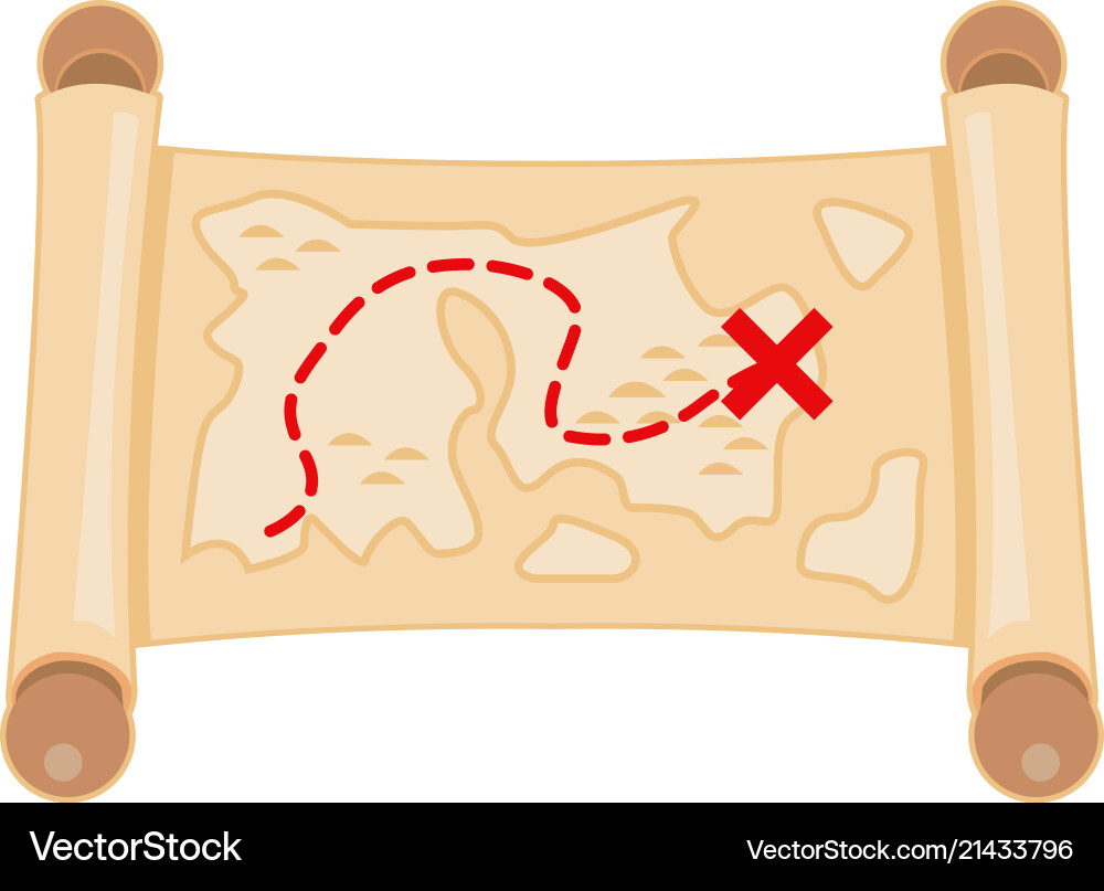 Antique Pirate Treasure Map Scroll Royalty Free Vector Image