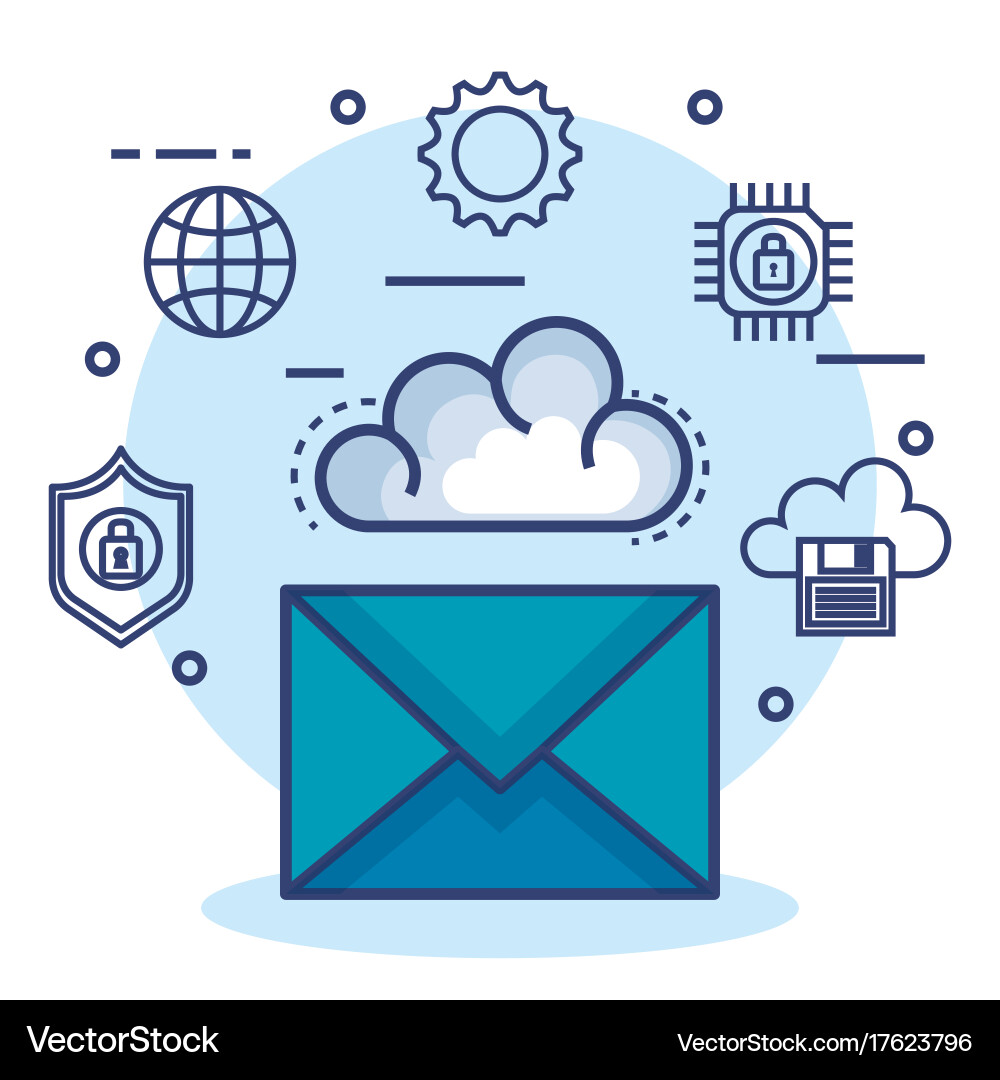 Cloud computing set flat icons Vector Image