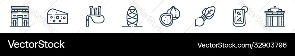 Europe line icons linear set quality Europe line icons linear set quality vector image