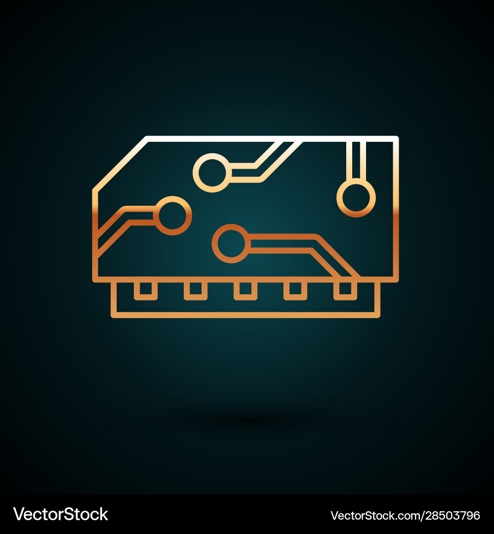 Gold line ram random access memory icon isolated Gold line ram random access memory icon isolated vector image