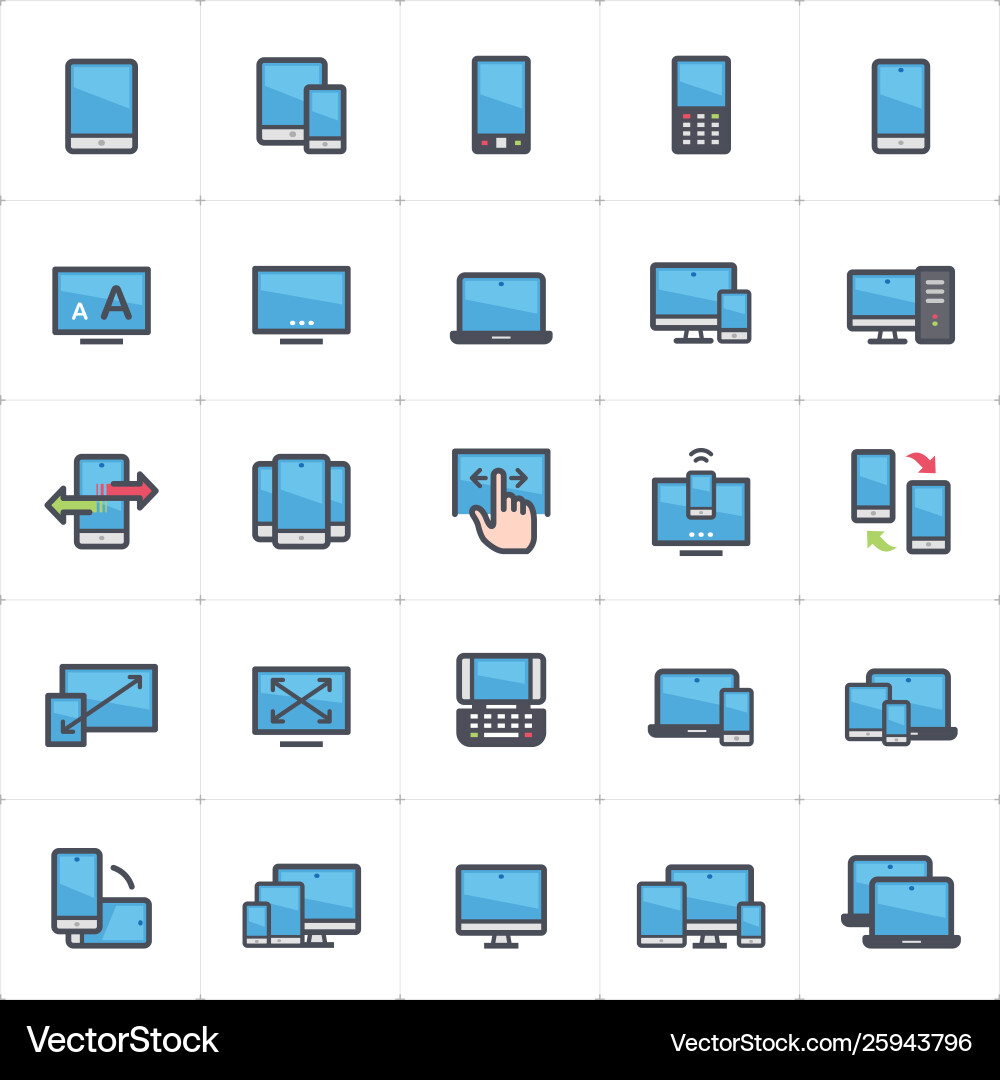 Icon set - device and responsive full color Icon set - device and responsive full color Vector Image
