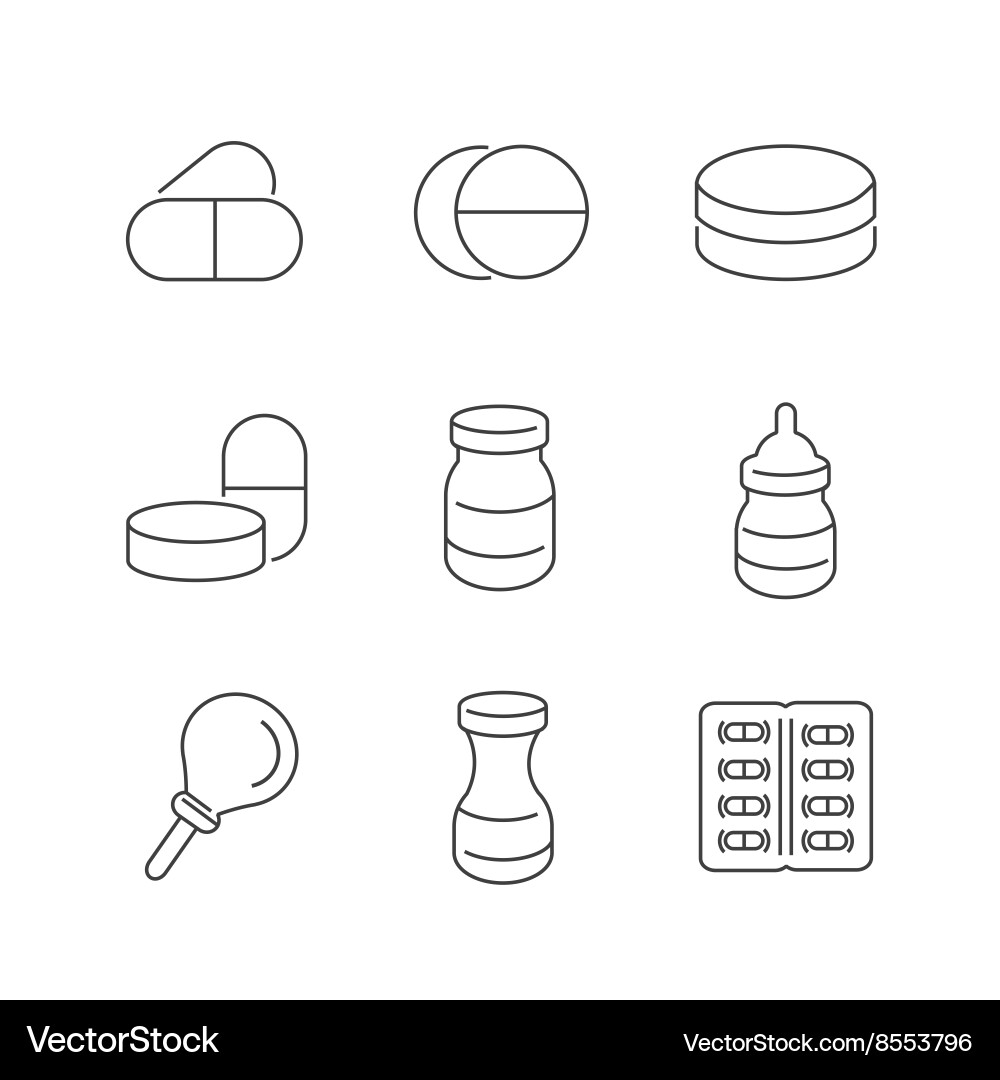 Linie Icons Set von medizinischem Apotheker vektorbild