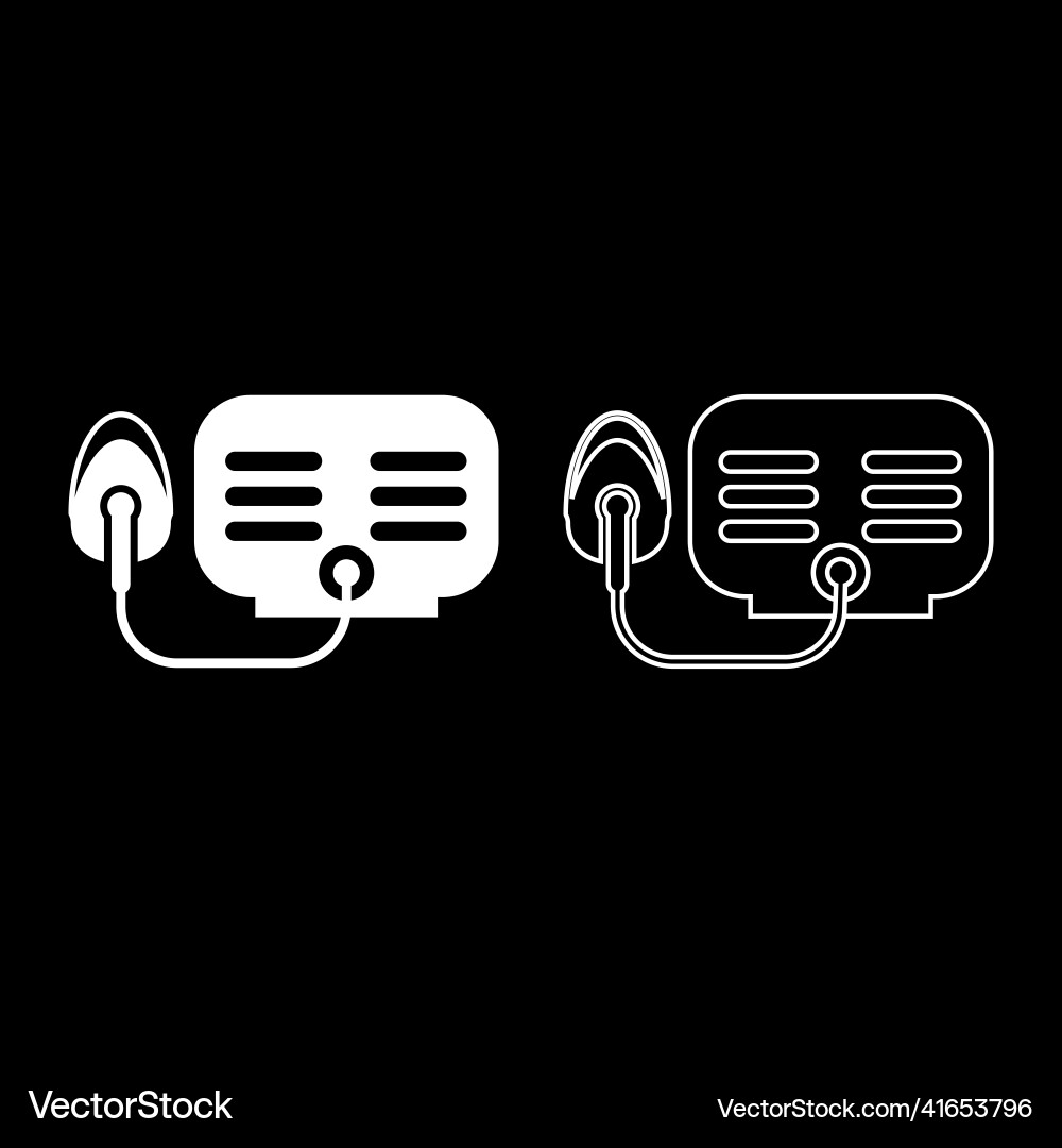 Nebulizer with mask set icon white color image Vector Image