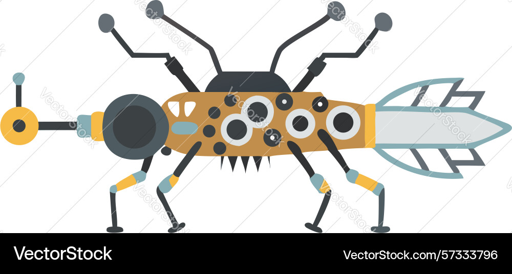 Robotic insect with gears icon design generative vector image