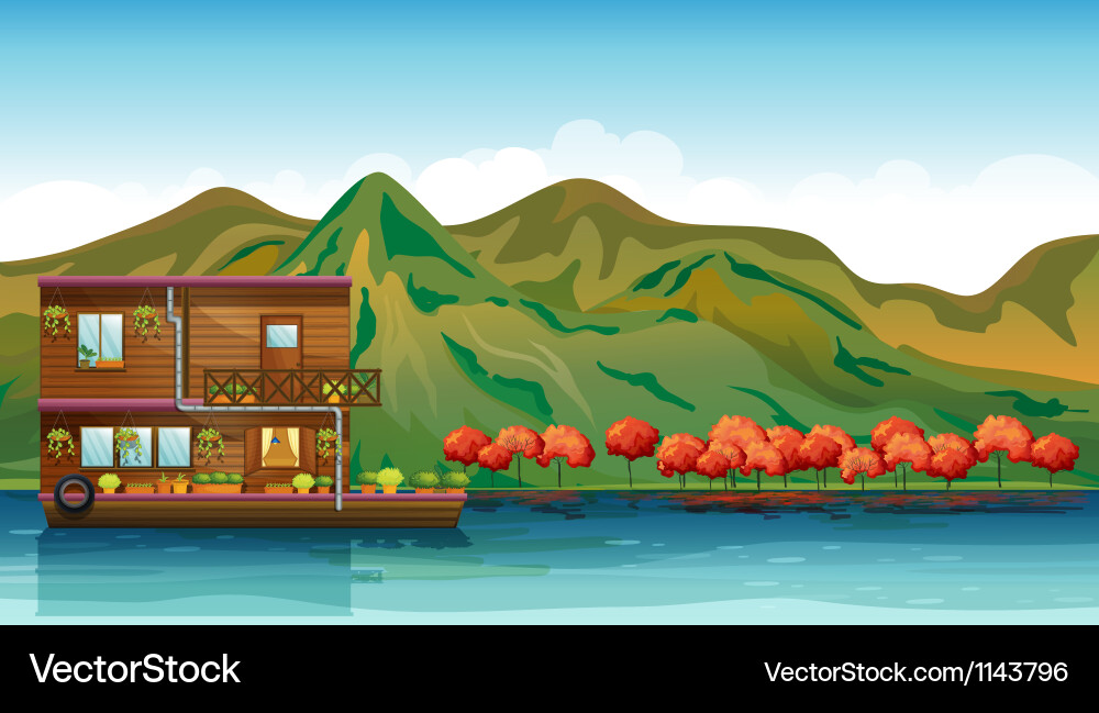 Scenic River Landscape Vector Image