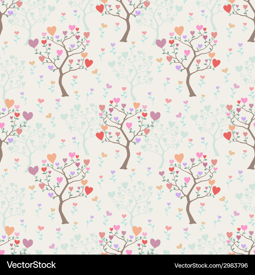 Seamless background with trees and multicolored vector image