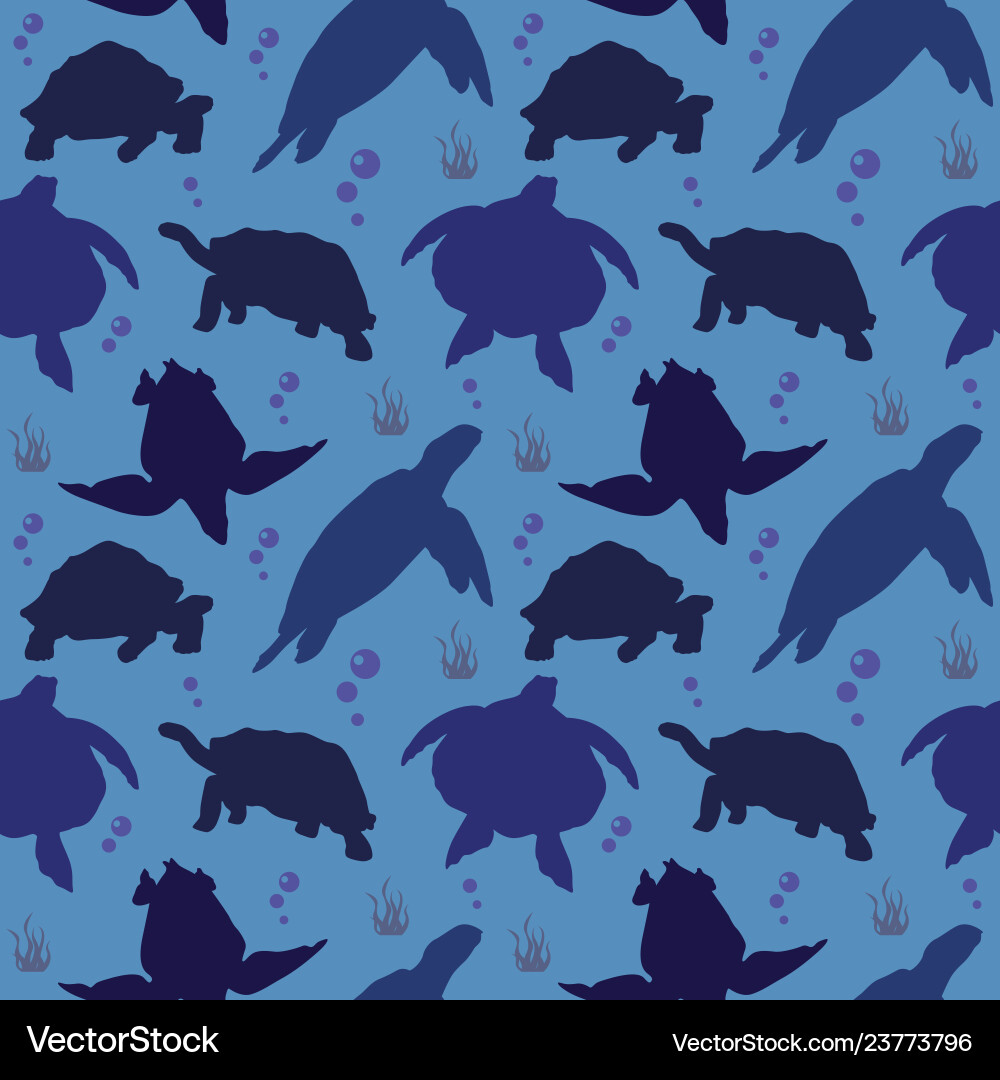 Seamless pattern background of turtle tortoise vector image