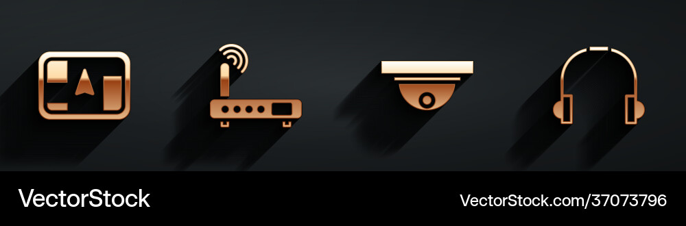 Set gps device with map router and wi-fi signal Set gps device with map router and wi-fi signal vector image