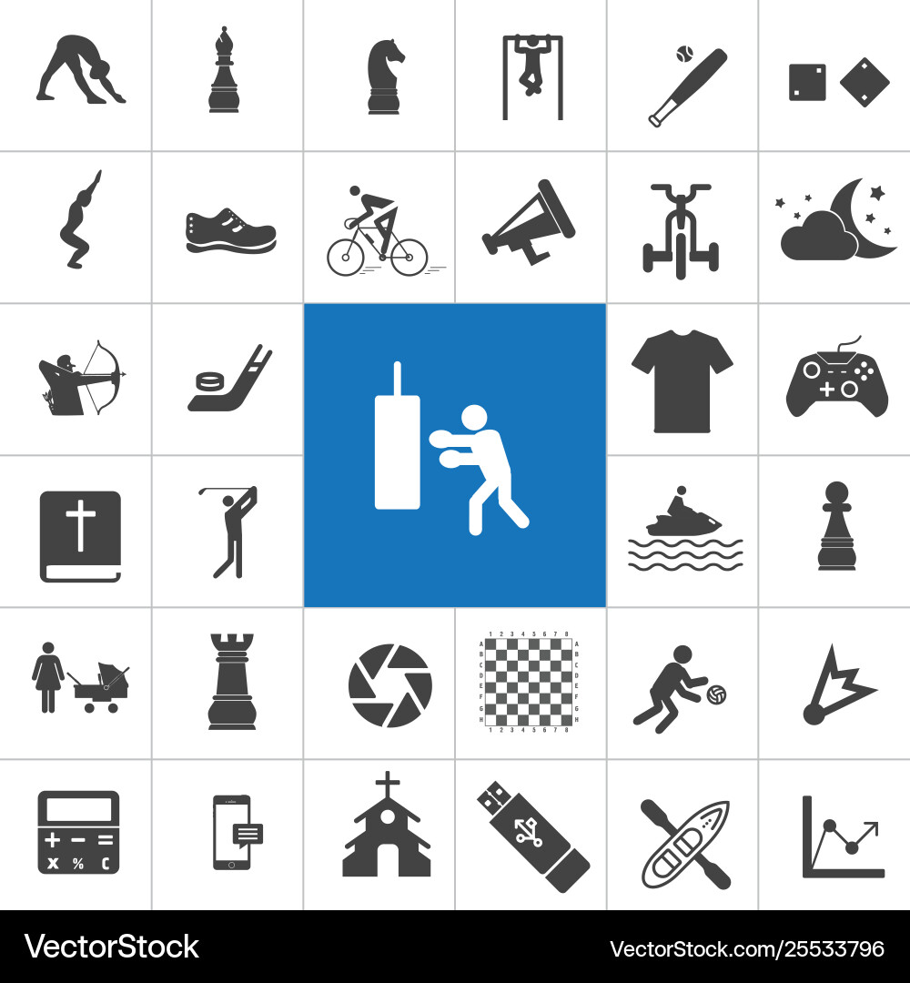 Set icons in flat design with 36 element vector image