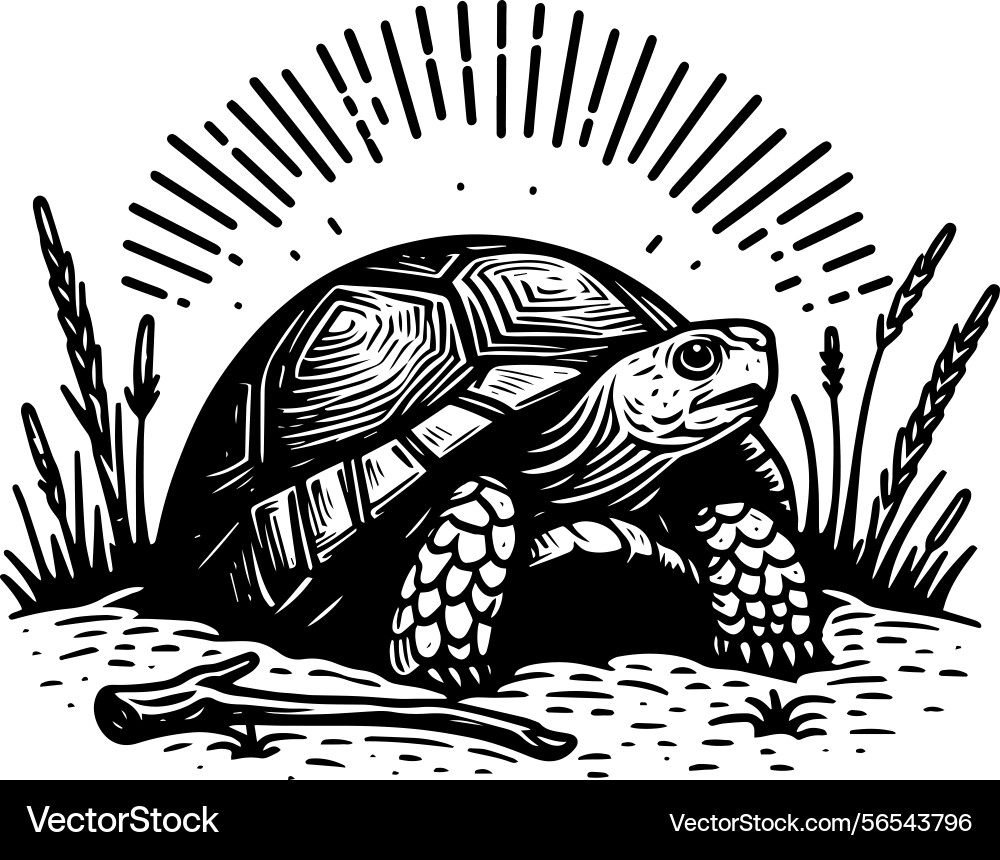 Simple gopher tortoise emerging from burrow icon Vector Image