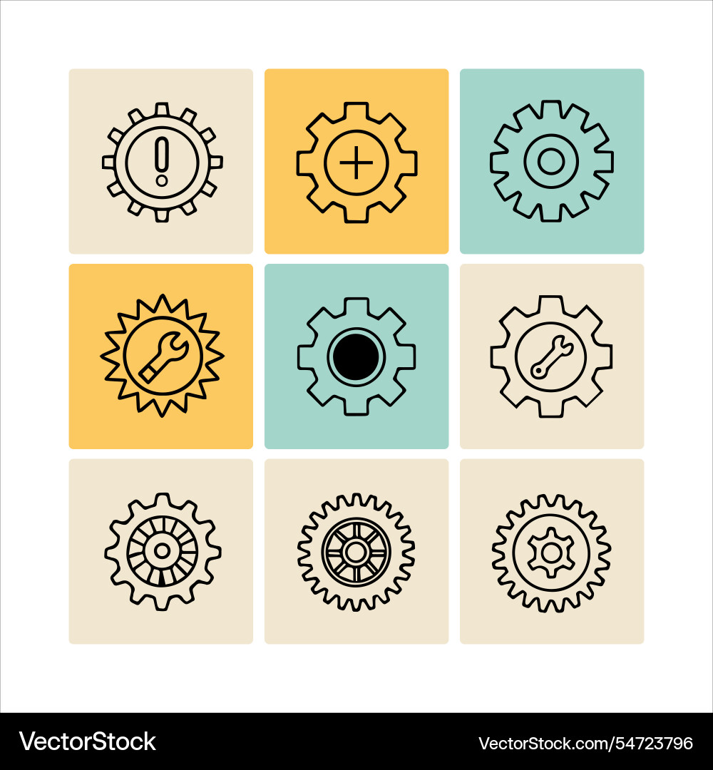 Web gear settings icons set editable file Web gear settings icons set editable file vector image