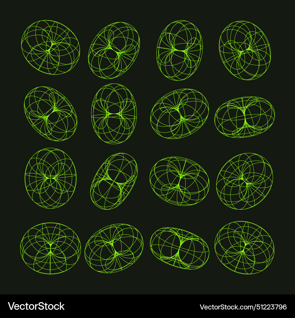 Wireframe shapes lined torus perspective mesh Wireframe shapes lined torus perspective mesh vector image