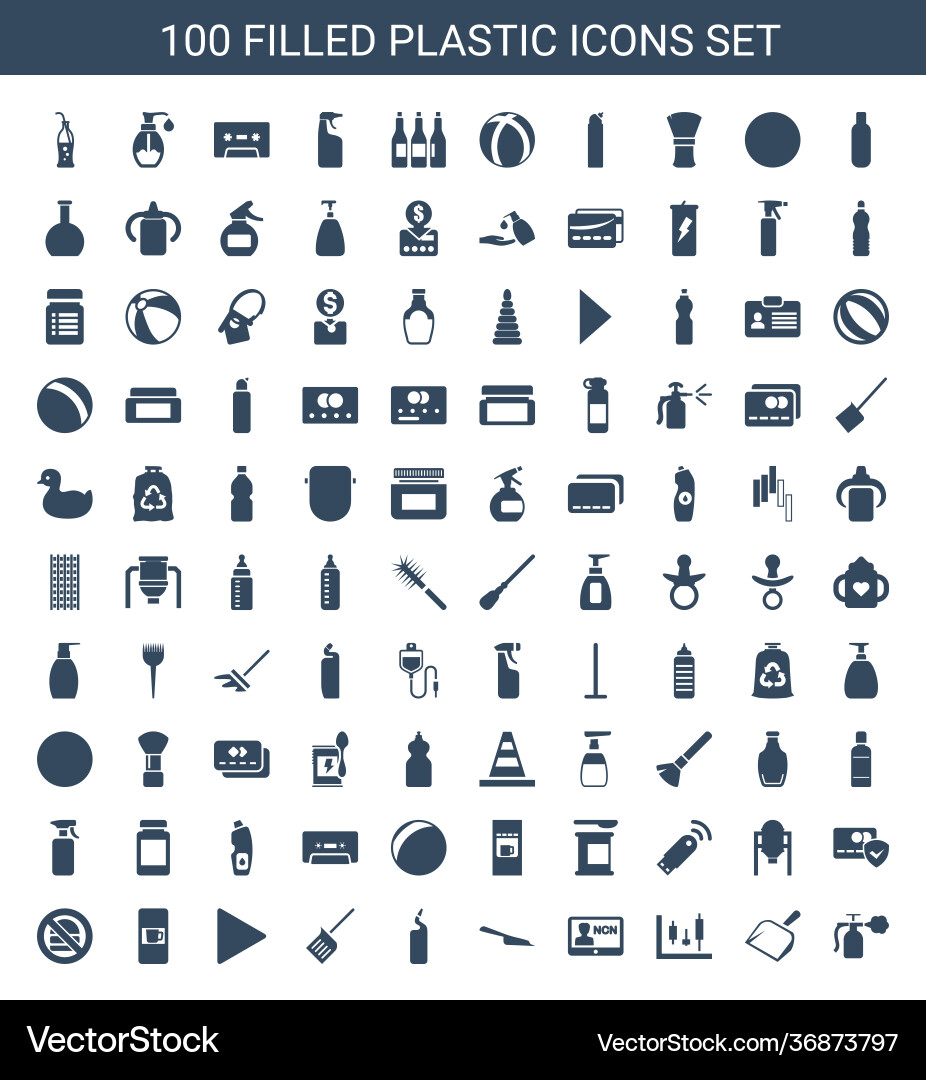 100 plastic icons Royalty Free Vector Image - VectorStock