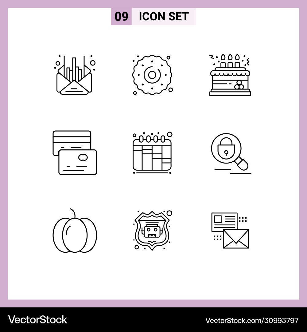 9 universal outlines set for web and mobile Vector Image