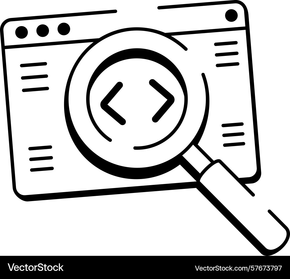 A sketchy style icon representing code debugger Vector Image