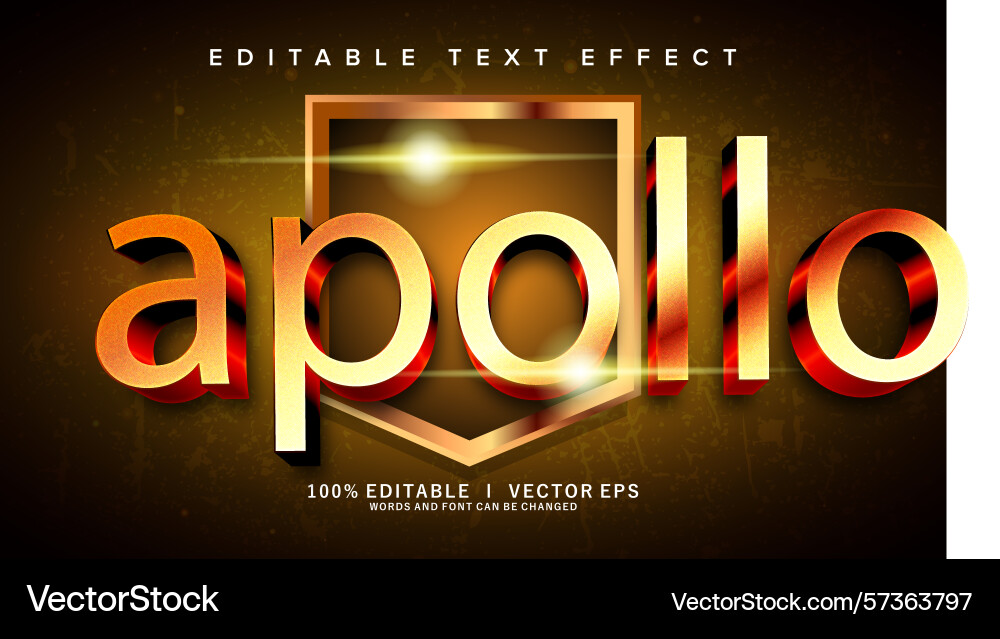 Apollo 3d text effect with modern style design Apollo 3d text effect with modern style design vector image
