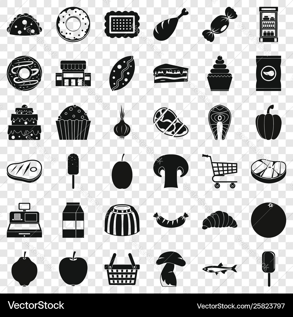 Cash register icons set simple style Cash register icons set simple style Vector Image