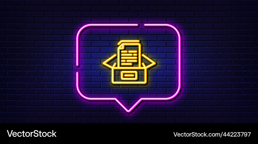Documents box line icon doc files page sign neon Documents box line icon doc files page sign neon vector image