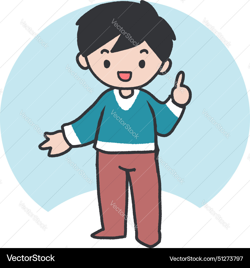 Informative gesture insightful interaction by boy Informative gesture insightful interaction by boy Vector Image