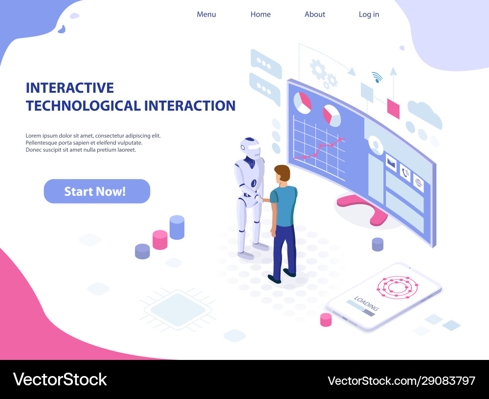 Interactive technological interaction Interactive technological interaction vector image