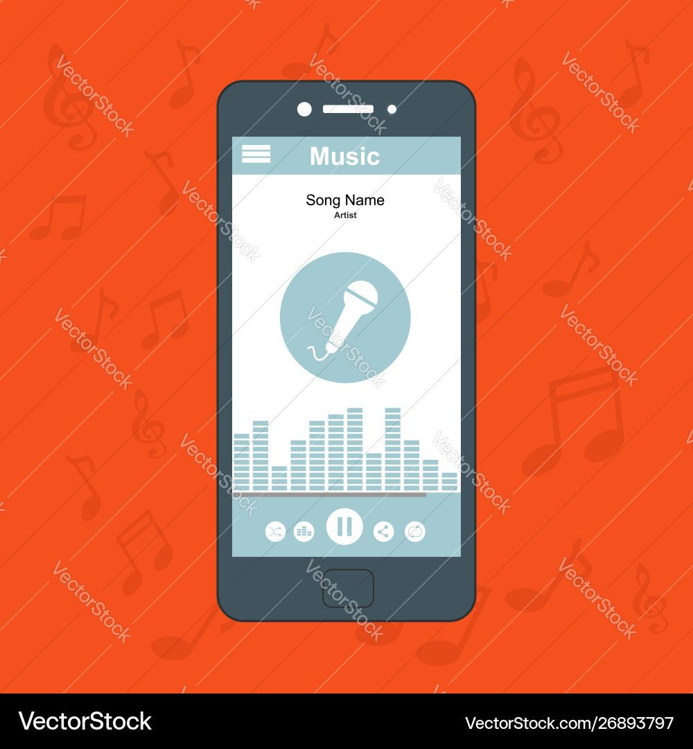 Media player application app template with flat Vector Image