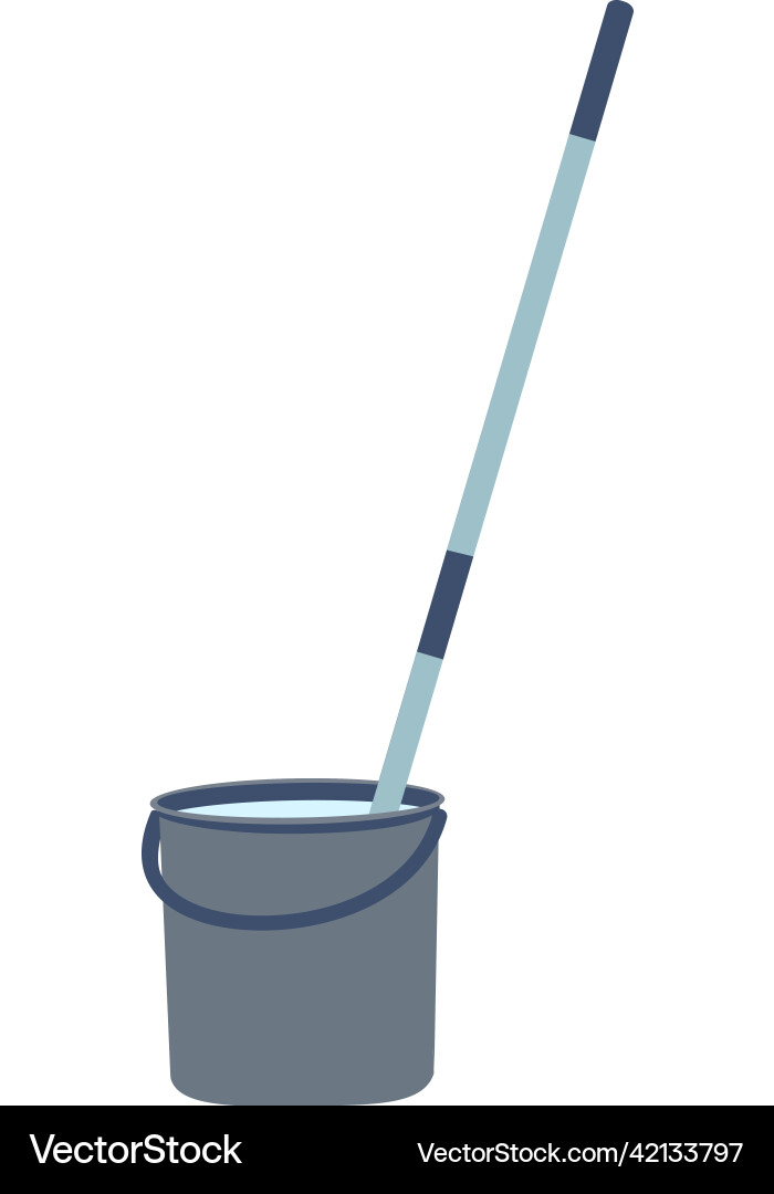 Mop with bucket semi flat color object Mop with bucket semi flat color object vector image