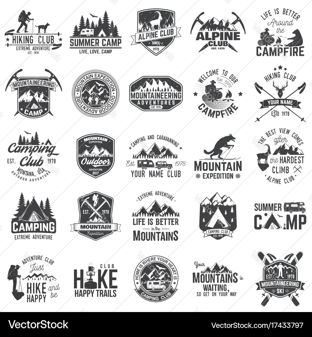 Mountain Adventure Badges Vector Image