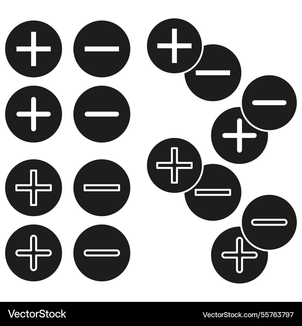 Plus minus icon zoom button symbol scale adjust Plus minus icon zoom button symbol scale adjust vector image
