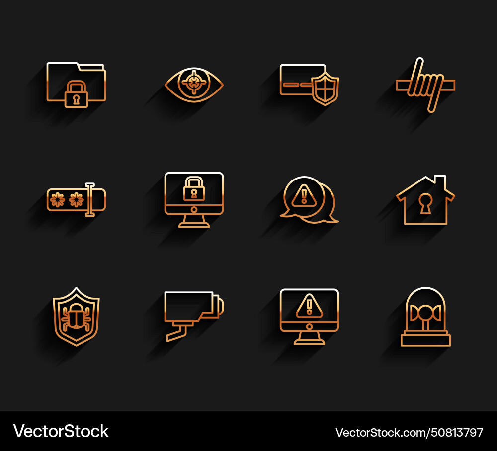 Set line system bug security camera folder Set line system bug security camera folder vector image