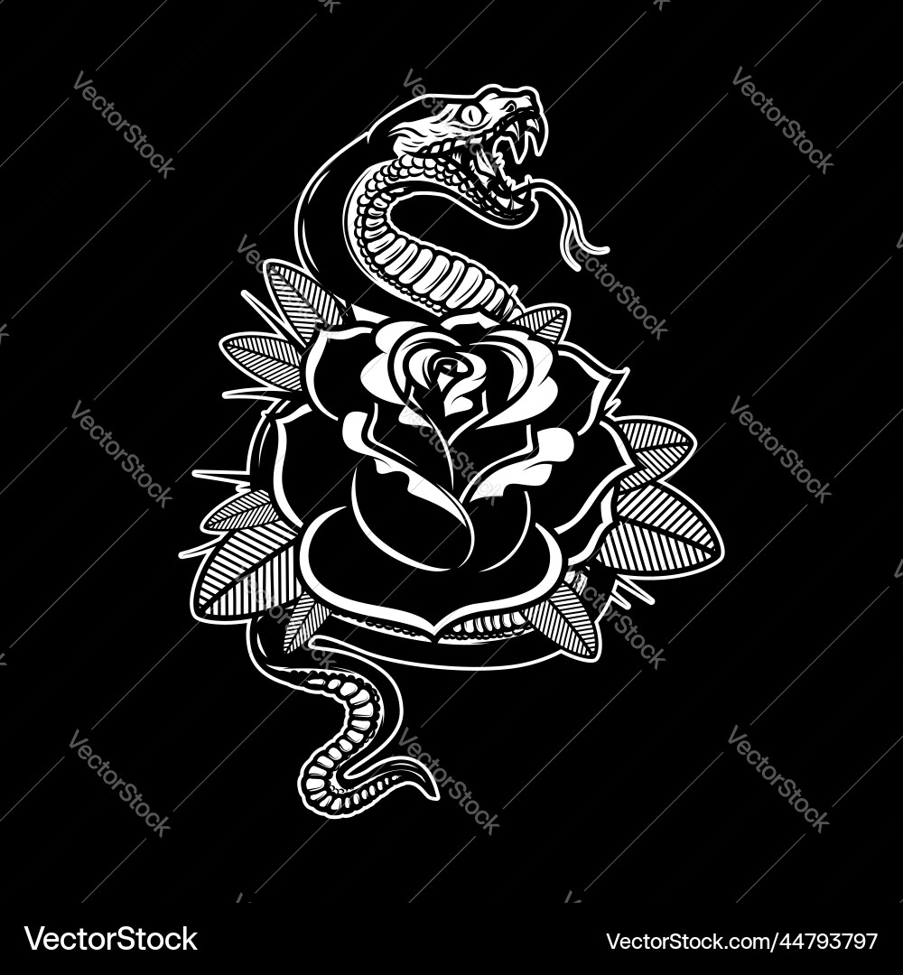 Snake on the background with roses design element Snake on the background with roses design element vector image
