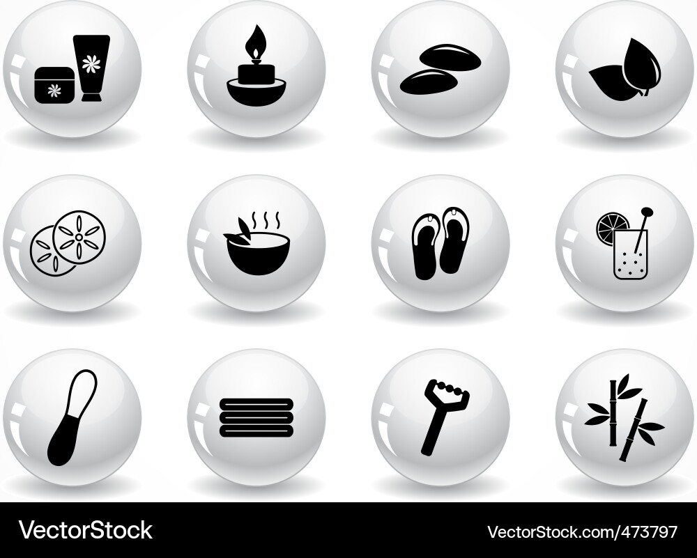 Spa Icon Set - Circular Buttons Vector Image