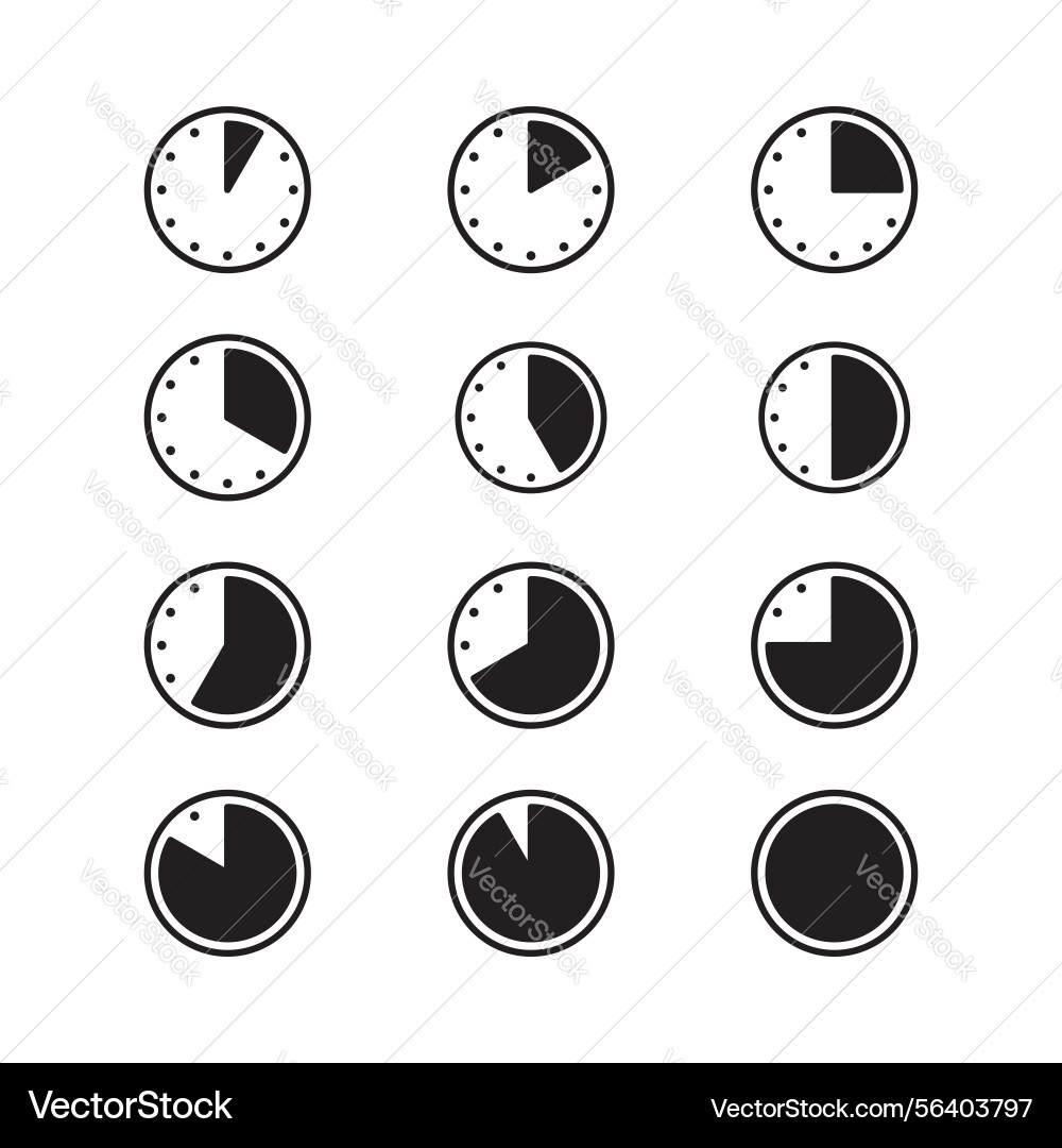 Stopwatch icon set countdown time timer Stopwatch icon set countdown time timer Vector Image