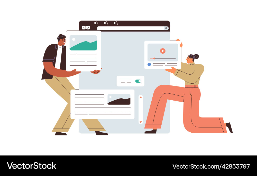 Ui ux design von website page interface web vektorbild