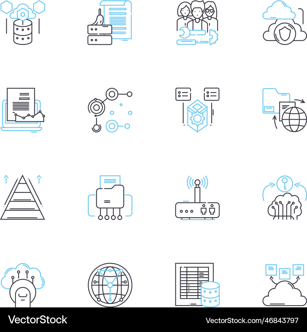 Wireless router linear icons set connectivity Vector Image