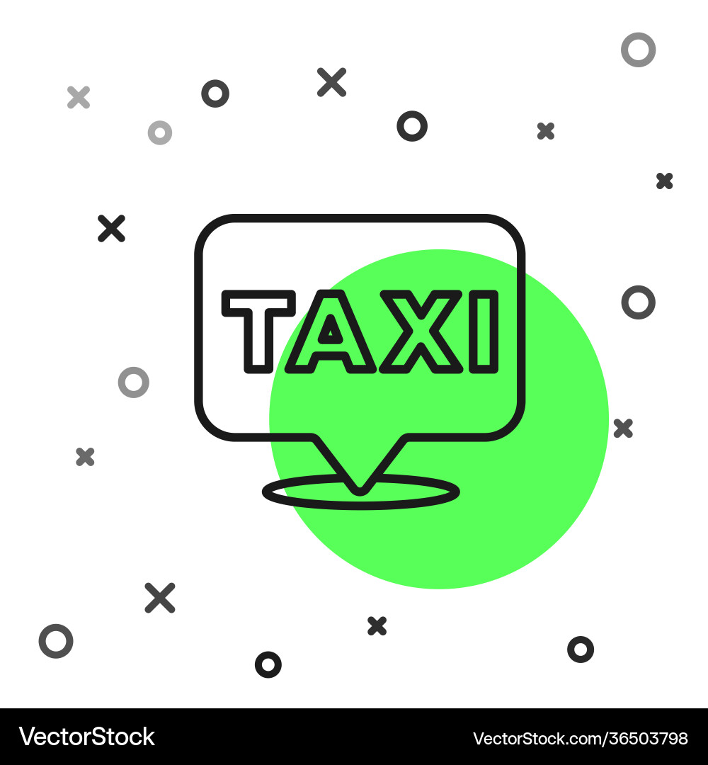 Black line map pointer with taxi icon isolated Black line map pointer with taxi icon isolated vector image