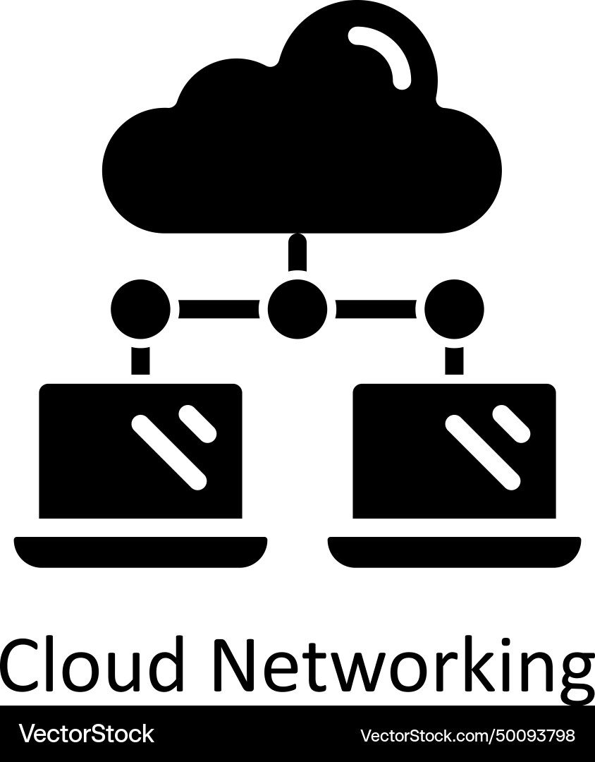Cloud networking solid icon style Vector Image