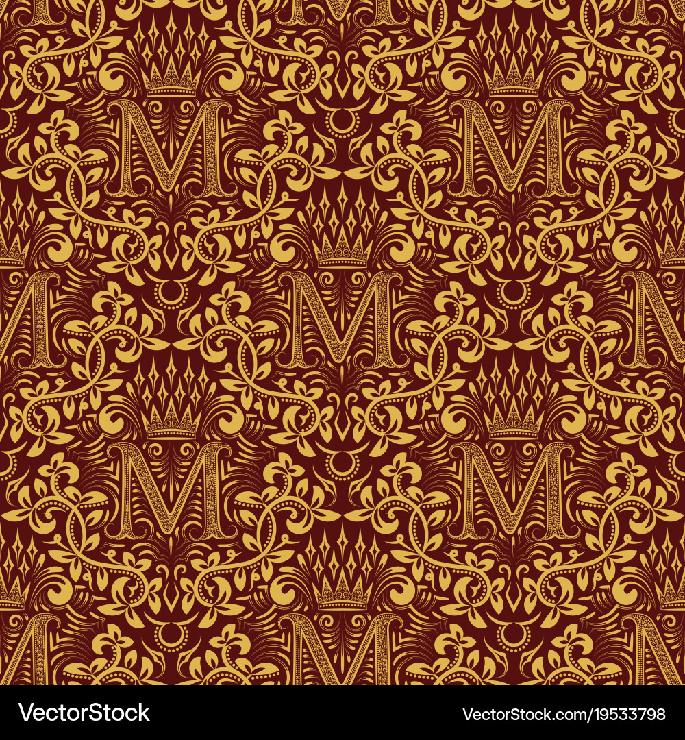 Damask seamless pattern repeating background vector image