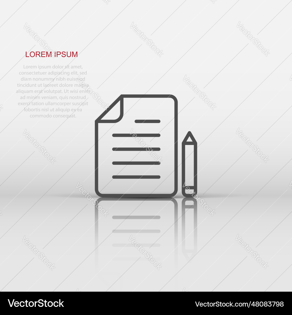 Document note with pen icon in flat style paper Vector Image