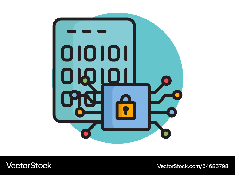 Encryption icon colored outline style Encryption icon colored outline style vector image