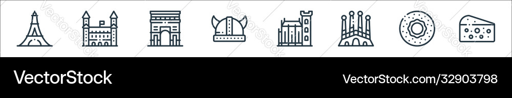 Europe line icons linear set quality Europe line icons linear set quality Vector Image