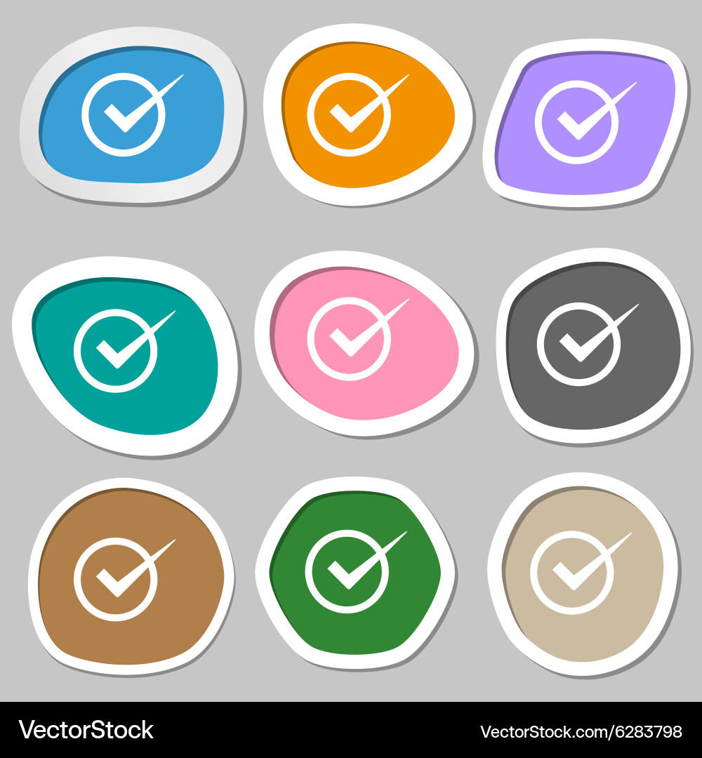 Kontrollkästchen Zeichen-Symbol-Checkbox Taste multicolored Vektorbild