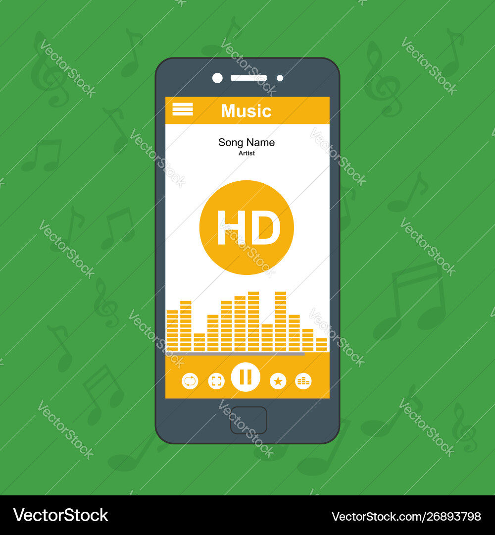 Media player application app template with flat Media player application app template with flat Vector Image