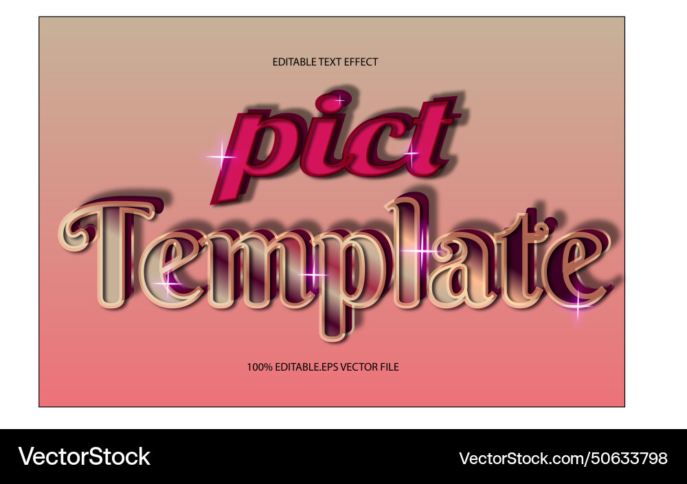 Pict template editable text effect 3d emboss vector image
